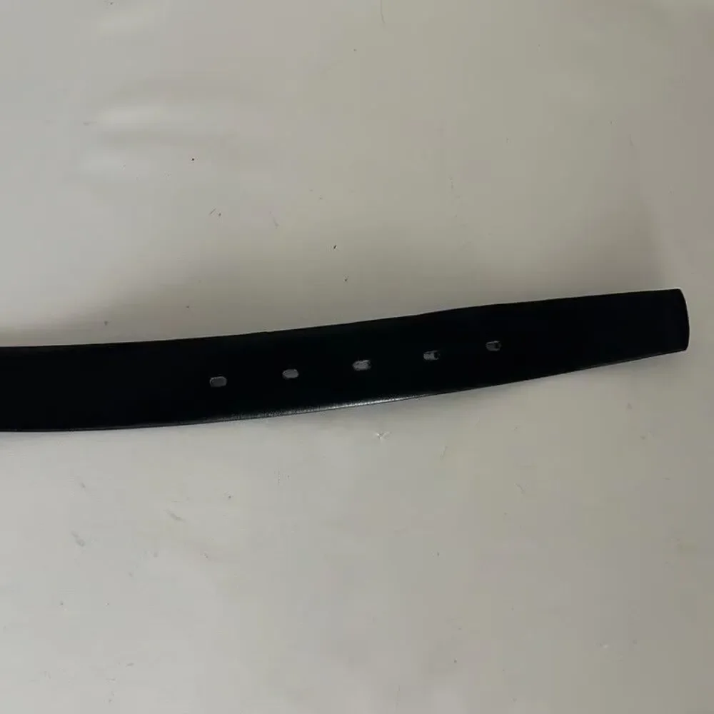 French Calf Leather Dress Belt Black GoldTone Buckle Size 38